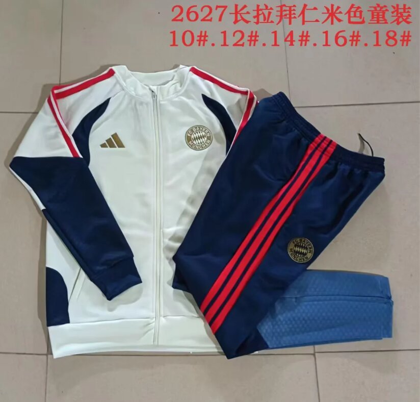 Kids Bayern Munich 26/27 Tracksuit - White/Navy Blue